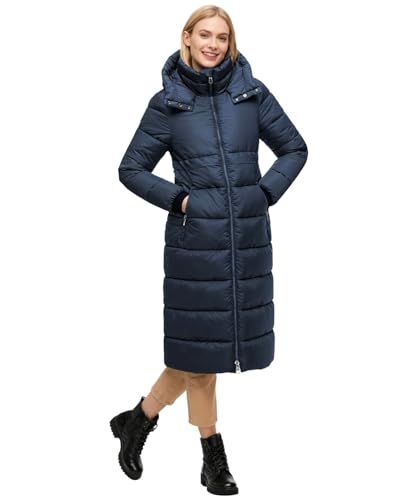 Womens Winter Maxi Long Parka Coats Puffer Down Quilted Jacket with Hood - color: Navy-303, size: X-Large