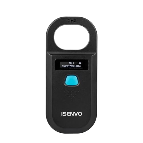 Pet Microchip Scanner Rechargeable RFID EMID Micro Chip Reader Scanner 134.2kHz 125kHz 15 Digits Pet Chip ID Scanner for Animal/Pets/Pigs/Dogs/Cats (190A)