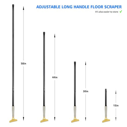 EHDIS 15''-58'' Long Handle Adjustable 4'' Razor Blade Scraper Tool Floor Wallpaper Cooktop Scraper for Cleaning Concrete, Vinyl, Tile,Floors, Walls