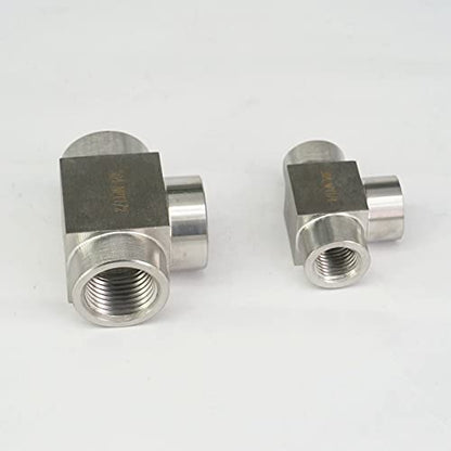 300 Bar 1/8" 1/4" 3/8" 1/2" 3/4" 1" NPT BSP Female 304 Stainless Steel Tee 3 Ways Pipe Fitting Water Gas Oil - style: 1/2" BSP