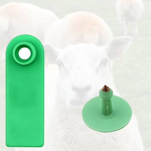 Blank Cattle Ear Tags for Farms/Pastures, Waterproof Livestock Plastic Cattle Identification Ring, Sheep Ear Tag Kit 1-100 Number Plastic Livestock Lug Tag(Green,Sheep) - color: Green, size: Sheep