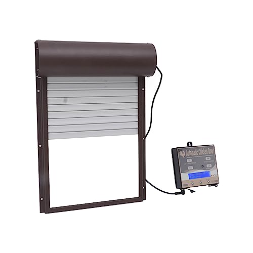 Automatic Solar Powered Chicken Coop Door Durable Light Sensor Remote Control for Poultry Farmers 14.7x9.7in (Brown) - color: Brown