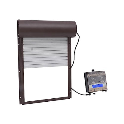 Automatic Solar Powered Chicken Coop Door Durable Light Sensor Remote Control for Poultry Farmers 14.7x9.7in (Brown) - color: Brown