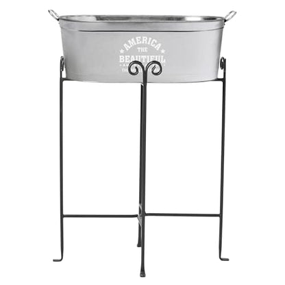 Let's Make Memories Personalized Beverage Tub - Custom America 250 Beverage Tub - Galvanized Drink Tub - 20 ¾"L x 11 ¾"W x 7" H - 5.5 Gallons - America250 America the Beautiful w/Stand - color: America250 America the Beautiful, size: With Stand
