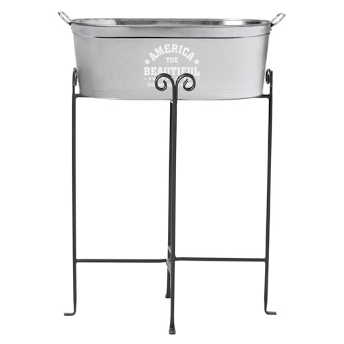 Let's Make Memories Personalized Beverage Tub - Custom America 250 Beverage Tub - Galvanized Drink Tub - 20 ¾"L x 11 ¾"W x 7" H - 5.5 Gallons - America250 America the Beautiful w/Stand - color: America250 America the Beautiful, size: With Stand