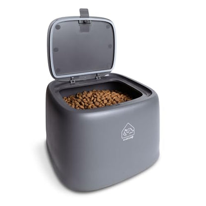4 Cats & Dogs Kibble Food Container – 10L Pet Food Storage with Airtight Lid, Measuring Cup & Drain Plug – Freshness-Sealed Plastic Dispenser for Cat & Dog Food, Keeps Kibble Safe & Organized