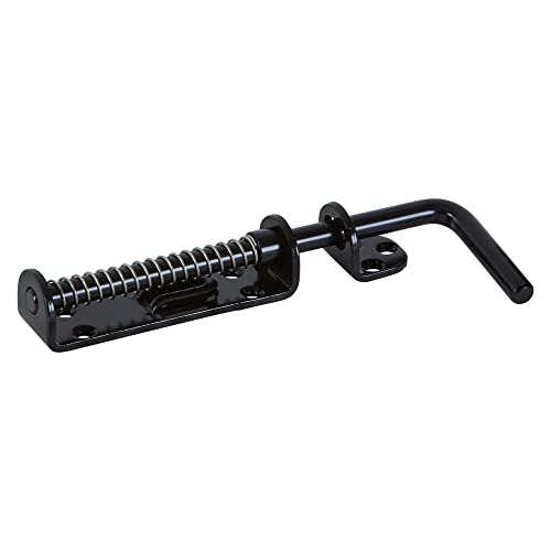 National Hardware N109-214 V1142 Spring Loaded Heavy Duty Sliding Door Bolt Latch - Black Steel Security Lock for Gates, Sheds and Stalls - Left or Right Hand Operation - color: Black