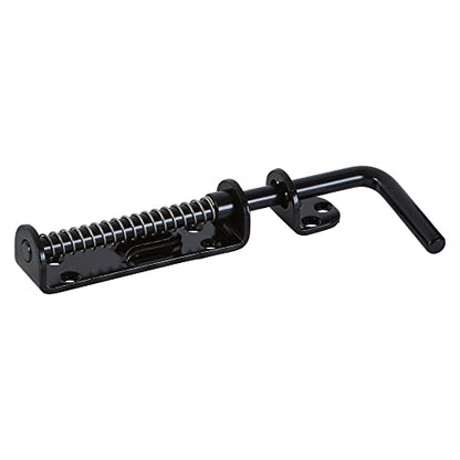 National Hardware N109-214 V1142 Spring Loaded Heavy Duty Sliding Door Bolt Latch - Black Steel Security Lock for Gates, Sheds and Stalls - Left or Right Hand Operation - color: Black