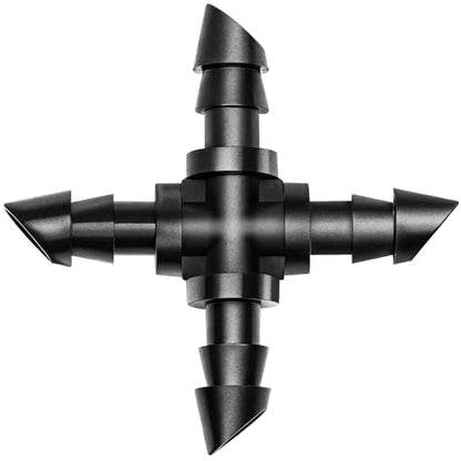40 Pack Drip Irrigation 1/4" Barbed Cross Tee Fittings, Drip Line Barbed Cross Tee Connectors for 1/4 Inch Irrigation Tubing Micro Irrigation Connection Parts for Garden Sprinkler Systems - size: 1/4 Inch Cross-40P