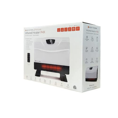 Heat Storm Phoenix Infrared Space Heater with Attachable Feet, Remote Control, Energy Efficient-750-1500 Watts, White Floor or Wall - HS-1500-PHX - color: White, style: White Attachable feet
