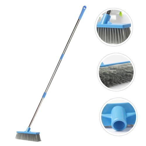 Long Handle Stiff Bristle Floor Scrub Brush Cleaning Broom for Indoor Outdoor Use for Bathroom Kitchen and Deck Surfaces with Convenient Hanging