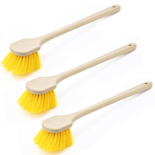 Lounsweer 3 Pack Acid Brushes 20 Inch Professional Scrub Brush with Long Handle Cleaning Tools for Auto Wheels, Mortar, Concrete, Boat