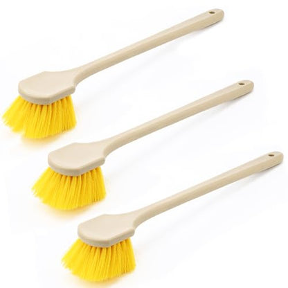 Lounsweer 3 Pack Acid Brushes 20 Inch Professional Scrub Brush with Long Handle Cleaning Tools for Auto Wheels, Mortar, Concrete, Boat