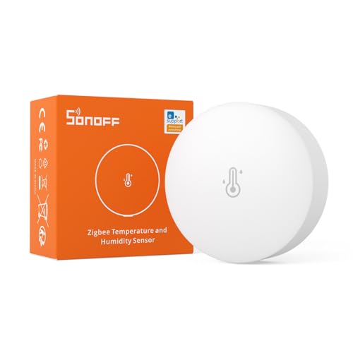SONOFF SNZB-02P Zigbee Temperature Humidity Sensor, Indoor Thermometer Hygrometer with Alert, Works with Alexa & Google Home for Remote Monitoring and Home Automation, ZigBee 3.0 Hub Required (1)