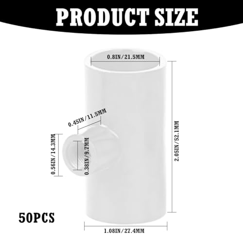 50 Pack Chicken Waterer PVC Tee Fittings, PVC Tee Fitting for Threaded Poultry Nipples Water Drinker and Feeder Cups, Chicken Automatic Poultry Waterers