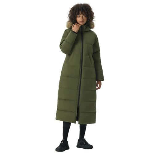 Fitouch Women's Waukee Long Down Coat Parka Jacket | 750+ Fill Power | Full-Length - color: Olive_fullcuard_balancewarmer, size: X-Large