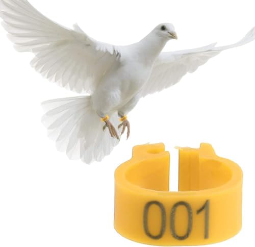 Poultry Leg Bands, 6 Colors 100PCS/Bag 16MM 001-100 Numbered Plastic Poultry Chickens Ducks Goose Leg Bands Rings for Chickens Gamefowl Turkey Duck Goose(Yellow) - color: Yellow