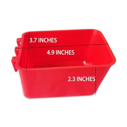 Pack of 20 Cage Cups Birds Feeders Seed Bowl Chicken Feeding Watering Dish Rabbit Water Food Hanging Wire Cages Box 16 oz Coop Cups for Pet Parrot Parakeet Game Fowl Poultry Pigeon - color: Red Square 20 packs 16oz