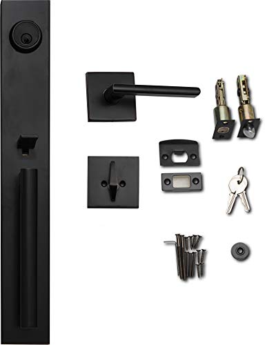 Berlin Modisch Full Escutcheon HandleSet Front Door Entry Handle and Deadbolt Lock Set Slim Square Single Cylinder Deadbolt and Lever Heavy Duty – Oil Rubbed Bronze Finish - color: Oil Rubbed Bronze, size: Full Escutcheon HandleSet
