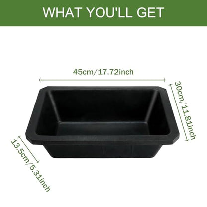 Rubber Feed Pan Rectangular 10 Quart for Goats 17.7x11.8x5.3 Inch