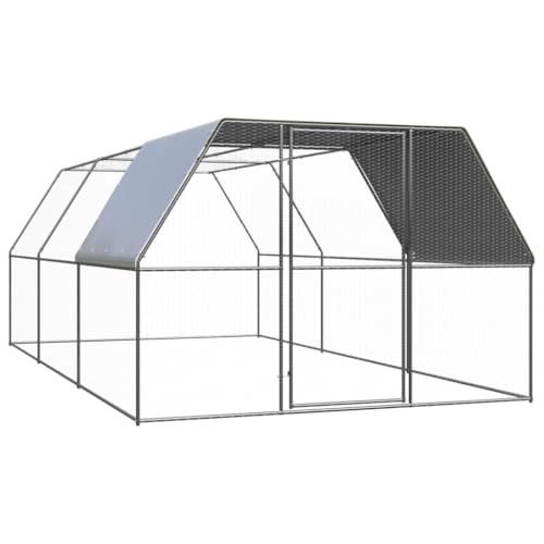 Outdoor Chicken Coop Large 9.8'x19.7'x6.6' Galvanized Steel Rabbit Hutch Duck Enclosure with Lockable Door for Hens Ducks Rabbits - size: 9.8' x 19.7' x 6.6' (W x D x H)