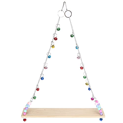 Chicken Swing, Pet Chicken Swing Toys with Wooden Chicken Wooden Standing Swing Toys Hanging Perch with Bells for Medium Large Parrots HenToys