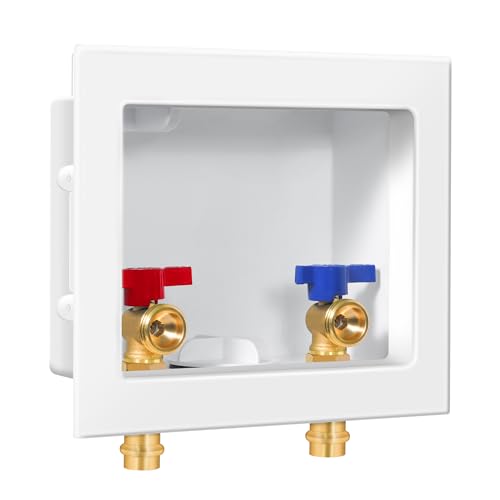 Press Washing Machine Outlet Box with Center Drain, 1/2 Inch Press x 3/4 Inch MHT with Copper Press Connections, Washer Faucet Recessed Box, Press Tool Required for Washer Box - color: PRESS/Regular