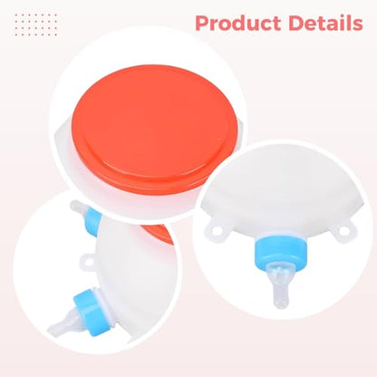 Lamb Feeding Bucket, 84.5 oz / 2500 mL, with 6 Nipples, for Small Animals, Piglet and Livestock Feeding Bottle, Hanging Design, 9.8 x 9.8 x 5.9 in