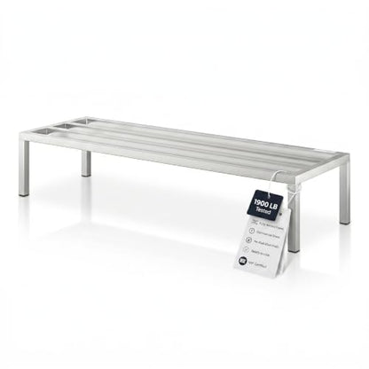 60" x 24" x 12" Aluminum Dunnage Rack Heavy Duty Floor Storage Stand, NSF for Commercial Use - size: 60"W x 24"D x 12"H