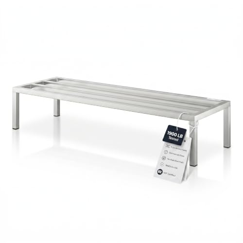 60" x 24" x 12" Aluminum Dunnage Rack Heavy Duty Floor Storage Stand, NSF for Commercial Use - size: 60"W x 24"D x 12"H
