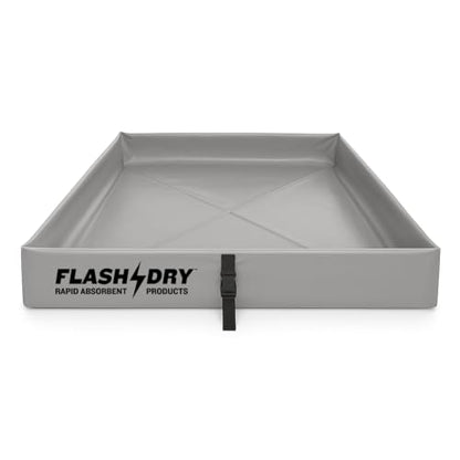 FLASHDRY Portable Spill Containment Berm, Folding Duck Pond 4' x 4', Reusable Oil, Fuel & Chemical Spill Containment Tray, UV-Resistant PVC, Heavy-Duty, Quick & Easy Setup, Garage & Industrial Use - color: Grey