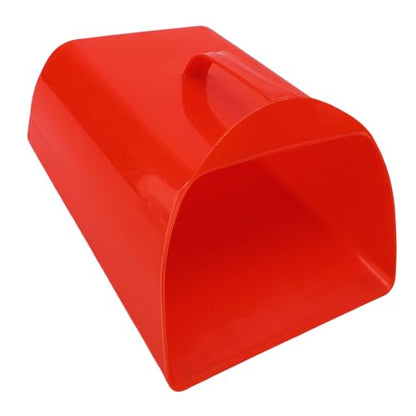 POCREATION Large Feed Scoop, Enclosed Plastic Bucket Shovel with Side Handle for Sand Ice Cereals Livestock Dry Food, Red