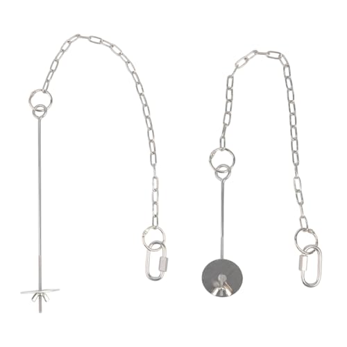 Hanging Feeders for Chickens Stainless Steel Construction Adjustable Chain Vegetable Skewer and Toy Function to Relieve Stress Feeding Tool - size: L
