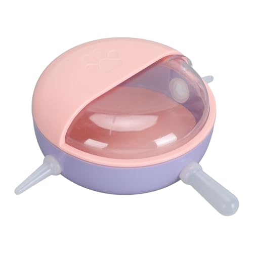 Semme Pet Milk Bowl with 5 Nipples Breathing Device for Kittens Puppies Small Animals Safe Feeder with Lid (Pink) - color: Pink