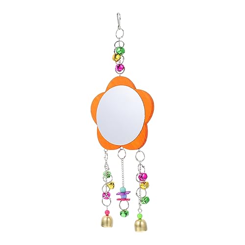 BESPORTBLE 1pc Chicken Mirror Toy Bell Bird Hanging Mirror for Parrots and Chickens Engaging Pecking and Grinding Toy Easy to Install Cages Fun and Attractive Design