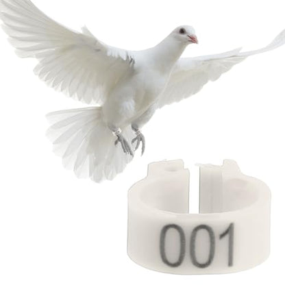 100Pcs Birds Leg Rings, 8mm Pigeon Leg Bands 001 to 100 Numbered Plastic Clip on Identification Rings for Chicks Parrots Finch Dove Lovebird Quail Bantam Lovebirds (White) - color: White