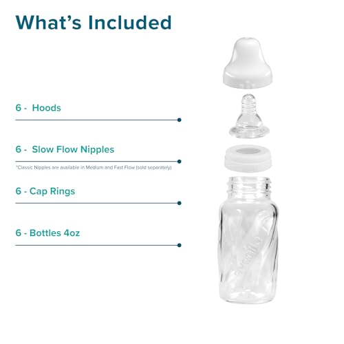 Evenflo Feeding Classic Glass, Twist Bottles, 4 Oz, 6 Bottles. - size: 1 Count (Pack of 6)