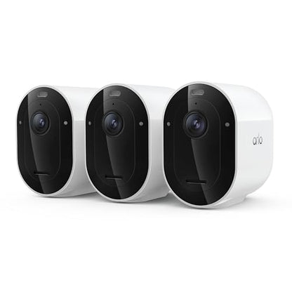 Arlo Pro Security Camera 2K HDR (6th Gen, 2025 Release) - Wireless Outdoor Camera, Rechargeable Removeable Battery, Emergency Response, 1-Month Trial of Secure Plan, 3 Cam, White,Motion Alert - color: White, size: 3 Cameras, style: Standard Battery