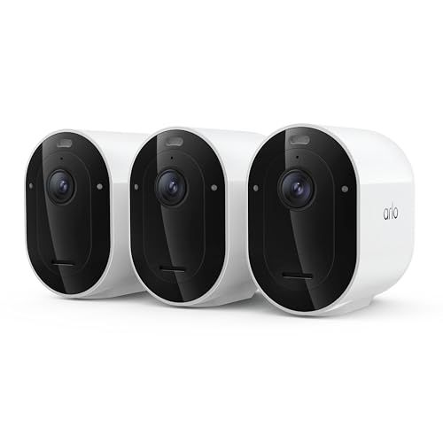 Arlo Pro Security Camera 2K HDR (6th Gen, 2025 Release) - Wireless Outdoor Camera, Rechargeable Removeable Battery, Emergency Response, 1-Month Trial of Secure Plan, 3 Cam, White,Motion Alert - color: White, size: 3 Cameras, style: Standard Battery