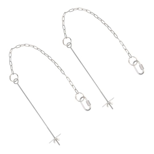 Stainless Steel Hanging Chicken Feeders with Adjustable Chain and Vegetable Skewers for Bird Cage Enrichment and Foraging Foraging Toy - size: L