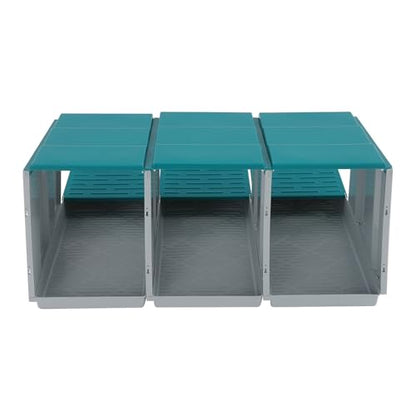 Chicken Nesting Box, 3 Compartments Hen Laying Box with Egg Collection, Portable Outdoor Chicken Coop, Freestanding Large Nest Boxes for Home, Farm, Backyard, Courtyard (Green) - color: Green