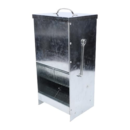 Focket Rabbit Feeder, Large Capacity Rain Proof Galvanized Metal Feeder, Outdoor Poultry with Rain Cover for Yard Garden
