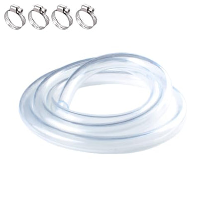 PVC Tubing 1" ID x 1-1/4" OD - 5 ft Clear Vinyl Tubing with 4 Stainless Clamps, Low Pressure Flexible PVC Tube, Lightweight Plastic Vinyl Hose for Transfer Water Air Oil. - size: 1 in. ID x 1-1/4 in. OD, style: 5 Ft.
