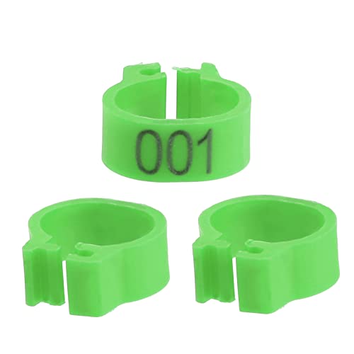 100Pcs 8MM 001 to 100 Numbered Plastic Letter Pigeon Bird Leg Bands Rings, Pigeon Identify Rings, Training Supplies Leg Number Bird Bands for Letter Pigeon (Green) - color: Green