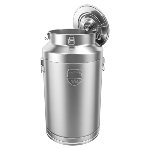 304 Stainless Steel Milk Can, 88L/23.3Gal Airtight Sealed Bucket with Lid, Heavy Duty Storage Container for Milk Wine Oil Beverage – Metal Canister for Kitchen Restaurant Party (88L) - size: 88L