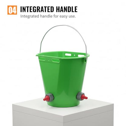 Goat Feeder Feed Bucket, 8L Large Capacity Livestock Milk Goat Feeder with Nipple, Green Sheep & Baby Bottle Bucket for Calves, Lambs, and Kids, 3 Mouth - color: 3 Mouth