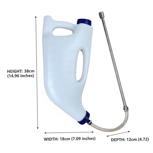 4L Large Calf Tube Feeder with Stainless Steel Tube & Dual Handles, Calf Bottle for Easy Milk Feeding, Goat and Lamb Nursing Bottle, Farm Tool, Livestock