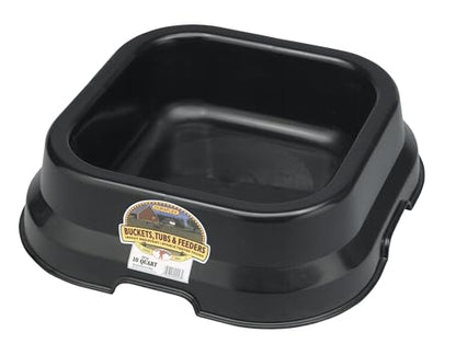 Little Giant® Plastic Feed Pan | Heavy Duty Mountable Livestock Feeding Bucket | Plastic Tire Feeder | Impact & Crack Resistant | 10 Quart | Black - color: Black, size: 10 Quarts