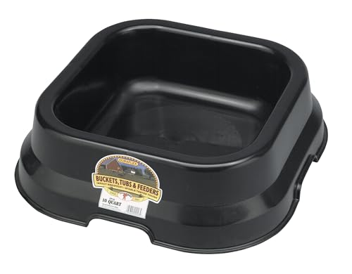Little Giant® Plastic Feed Pan | Heavy Duty Mountable Livestock Feeding Bucket | Plastic Tire Feeder | Impact & Crack Resistant | 10 Quart | Black - color: Black, size: 10 Quarts