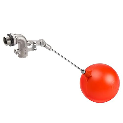 1/2" Stainless Steel Float Valve for Water Tank with 5" Float Ball | 304 Stainless Steel, 5" Float Ball, Adjustable Arm, Leak-Proof Water Level Control - size: 1/2inch